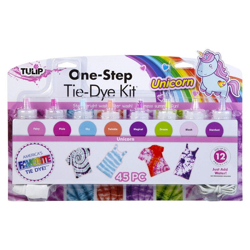 Tulip One-Step Tie-Dye Kit Unicorn Set, Easy for Beginner Skill Levels, 8 Easy Squeeze, Pre-Filled Bottles, Mythical Fantasy Colors - Image 1